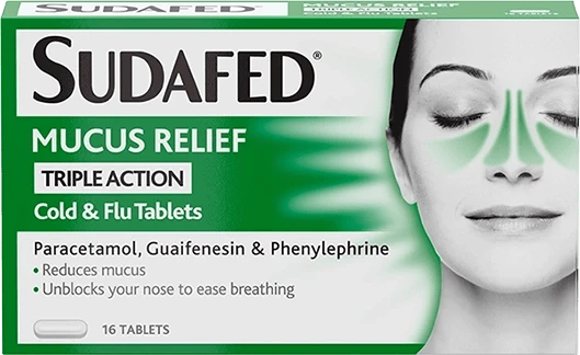 Sudafed Mucus Relief Triple Action Cold & Flu Tablets